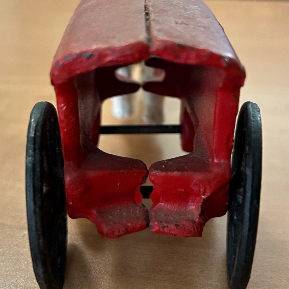 Vintage Cast Iron Toy white Horse with red Ice Wagon Cart - Picture 6 of 8